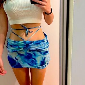 Urban Outfitters Blue Ruched Mini Skirt